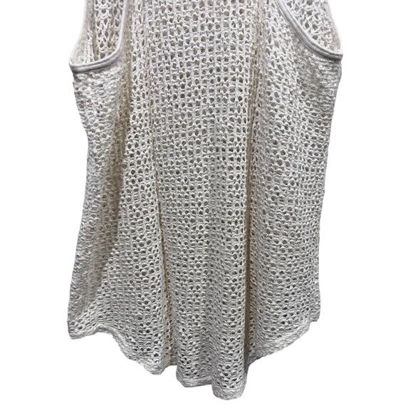 Open Knit Womens Top Size L/XL Neutral Razor Crochet Cover-up Boho Tank - Picture 7 of 8